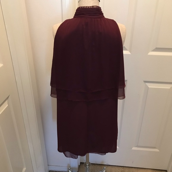 WHBM high low halter tunic blouse in burgundy - Picture 5 of 14